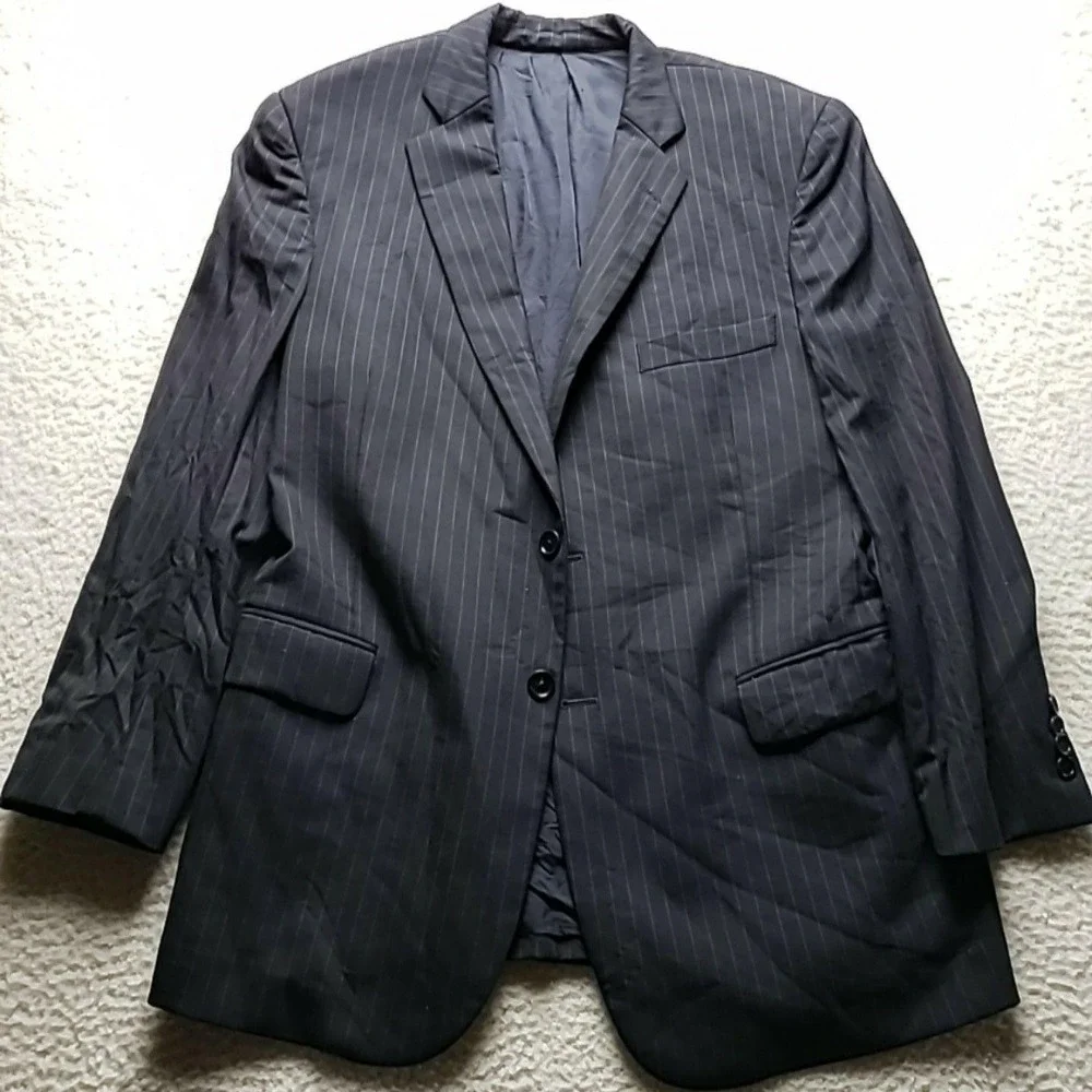 Brooks Brothers Suit Jacket Mens XL Gray Pinstripe 2 Button Notch Lapel Dress